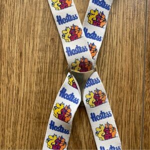 Hostess White Graphic Suspenders with Yellow & Red Mascot